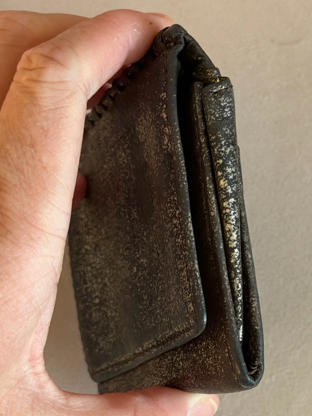 HOBO Black Wallet with Gold-Tone Speckle and Chain